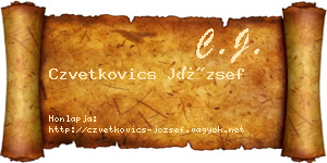 Czvetkovics József névjegykártya